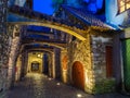 Medieval street at dusk. Tallinn, Estonia Royalty Free Stock Photo