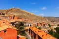 Medieval street with fortress wall in Albarracin Royalty Free Stock Photo