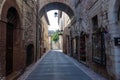 Medieval street in the Italian hill town of Assisi. Royalty Free Stock Photo