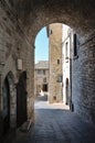 Medieval street in the Italian hill town of Assisi. Royalty Free Stock Photo