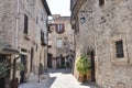 Medieval street in the Italian hill town of Assisi. Royalty Free Stock Photo