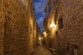 Medieval street at night in Jaffa, Tel Aviv Royalty Free Stock Photo