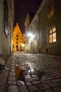 Medieval street in old town at night Royalty Free Stock Photo