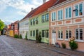 Medieval street in the old town of Odense, Denmark Royalty Free Stock Photo