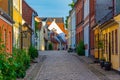 Medieval street in the old town of Odense, Denmark Royalty Free Stock Photo