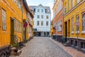 Medieval street in the old town of Odense, Denmark Royalty Free Stock Photo