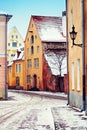 Medieval street in Old Town of Tallinn Royalty Free Stock Photo