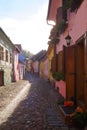 Medieval street from Sighisoara, Transylvania, Romania Royalty Free Stock Photo