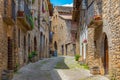 Medieval street in Spanish village Ainsa Royalty Free Stock Photo