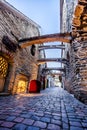 Medieval street St. Catherine's Passage in Tallinn, Estonia Royalty Free Stock Photo