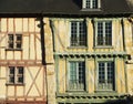 Medieval street with typical half-timbered houses. Royalty Free Stock Photo