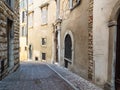 Medieval street Via Gaetano Donizetti in Bergamo Royalty Free Stock Photo