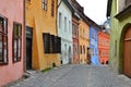 Medieval street view in Sighisoara, Romania Royalty Free Stock Photo