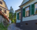 Medieval street view, Sighisoara, Transylvania, Romania Royalty Free Stock Photo