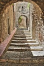 Medieval street in Villefranche de Conflent in Pyrenees Orientales, France