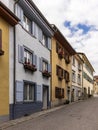 The medieval streets in the center of Thusis in Switzerland Royalty Free Stock Photo