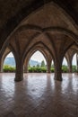 Medieval style Crypt with view of Amalfi Coast at the Gardens of Villa Cimbrone, Ravello on the Amalfi Coast in Southern Italy.