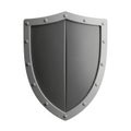 Medieval Style Grey Metal Shield with Riveted Border on a White Background armor protection Royalty Free Stock Photo