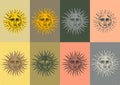 Medieval sun in multiple color schemes