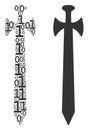 Medieval Sword Mosaic of Binary Digits Royalty Free Stock Photo
