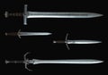 The medieval swords isolated on black background 3d illustration Royalty Free Stock Photo