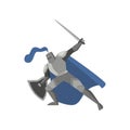 Medieval tale knight in metal steel armor with sword Royalty Free Stock Photo