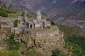 Medieval Tatev monastery, Armenia, about IX century, big building is church of st. Poghos and Petros.Monastery is above the river