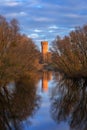 Medieval Teutonic Castle in Swiecie reflected in Wda river