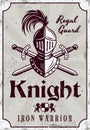 Medieval thematic vector poster with knight helmet