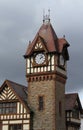 Medieval Timber Frame Detail and clock tower Royalty Free Stock Photo