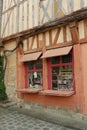 Medieval timbered window shop in Provins in France Royalty Free Stock Photo