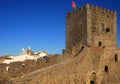 The tower and battlements of the medieval castle in Marvao, Portalegre, Alentejo, Portugal. Royalty Free Stock Photo