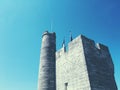 Medieval tower on blue sky