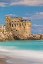 Medieval tower on the coast of Maiori town, Amalfi coast, Campania region, Italy