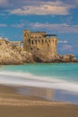 Medieval tower on the coast of Maiori town, Amalfi coast, Campania region, Italy Royalty Free Stock Photo