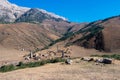 Old Targim towers complex, one of the largest medieval castle-type tower villages, located on the extremity of the mountain range Royalty Free Stock Photo