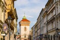 Medieval tower with entrance Gate to Florianska street, Cracow, Poland