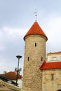 Medieval tower of the Viru Gate in the Old Town of Tallinn, Estonia Royalty Free Stock Photo