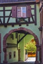 Medieval town. Ancient houses ofl village Kaysersberg. Alsace. France Royalty Free Stock Photo