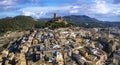 medieval Town Biar and castle. Spain, Sierra de Mariola in the Vinalopo Valley in the province of Alicante