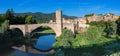 Medieval town with bridge. Besalu, Catalonia, Spain