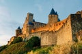 Medieval town of Carcassonne at sunset Royalty Free Stock Photo