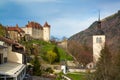 Medieval Town of Gruyeres and Castle, Canton of Fribourg, Switzerland Royalty Free Stock Photo