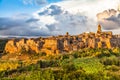 Medieval town of Pitigliano at sunset, Tuscany, Italy