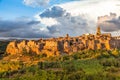 Medieval town of Pitigliano at sunset, Tuscany, Italy