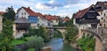 Medieval town Skofja Loka in Slovenia - look on the river Royalty Free Stock Photo