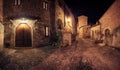 Medieval town Sorano street at night