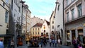 Tallinn ,Estonia 0,08,2019 Old Town Of Tallinn Viru Street cafe city life evening summer people walk relax and  sit in chair  cafe Royalty Free Stock Photo