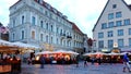 Tallinn ,Estonia 0,08,2019 Old Town Of Tallinn Viru Street cafe city life evening summer people walk relax and  sit in chair  cafe Royalty Free Stock Photo