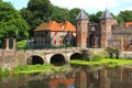 Medieval town wall Koppelpoort and the Eem river in Amersfoort, Netherlands